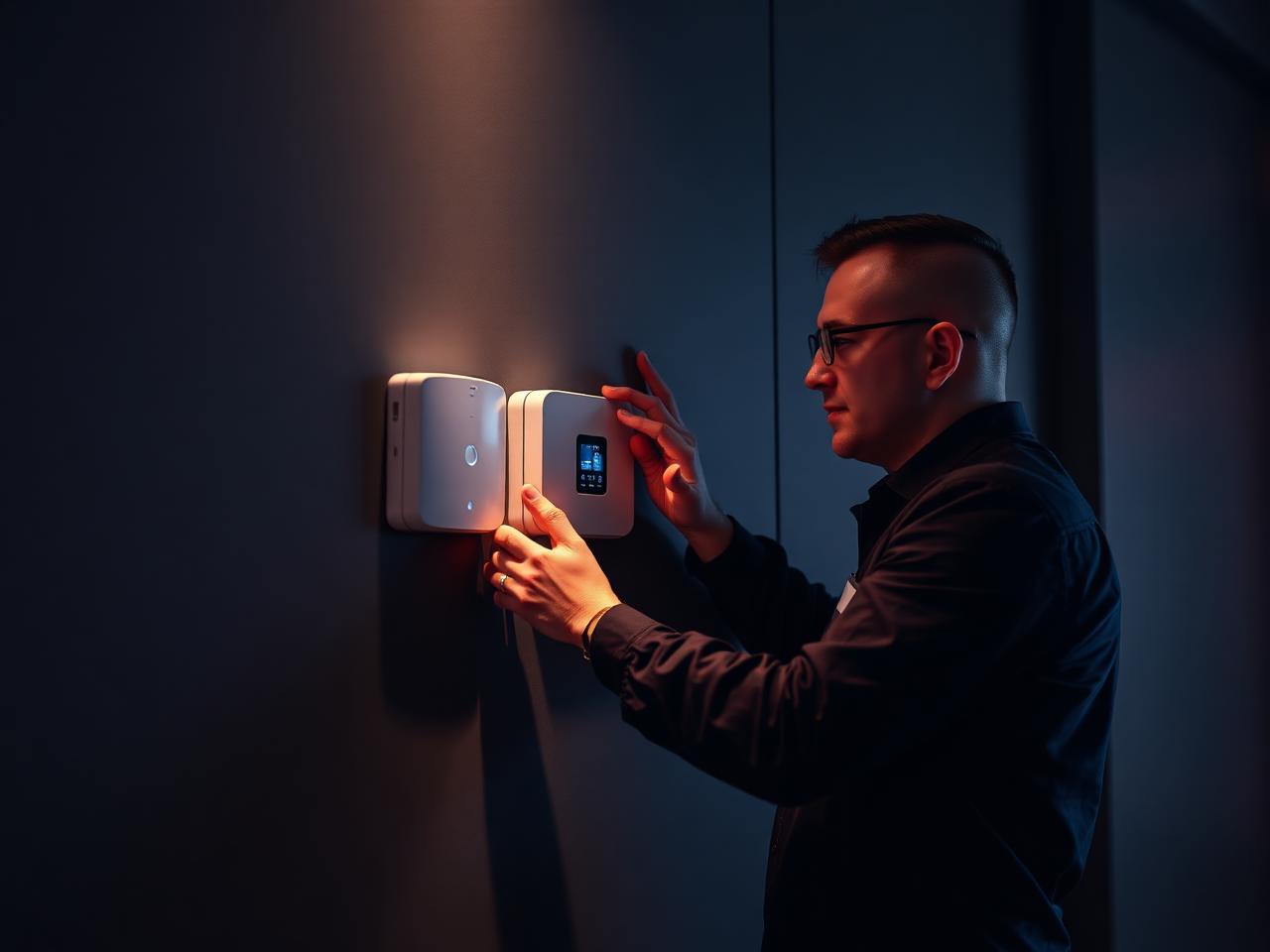 Técnico BLOCK88 a instalar sistema de alarme Ajax Systems